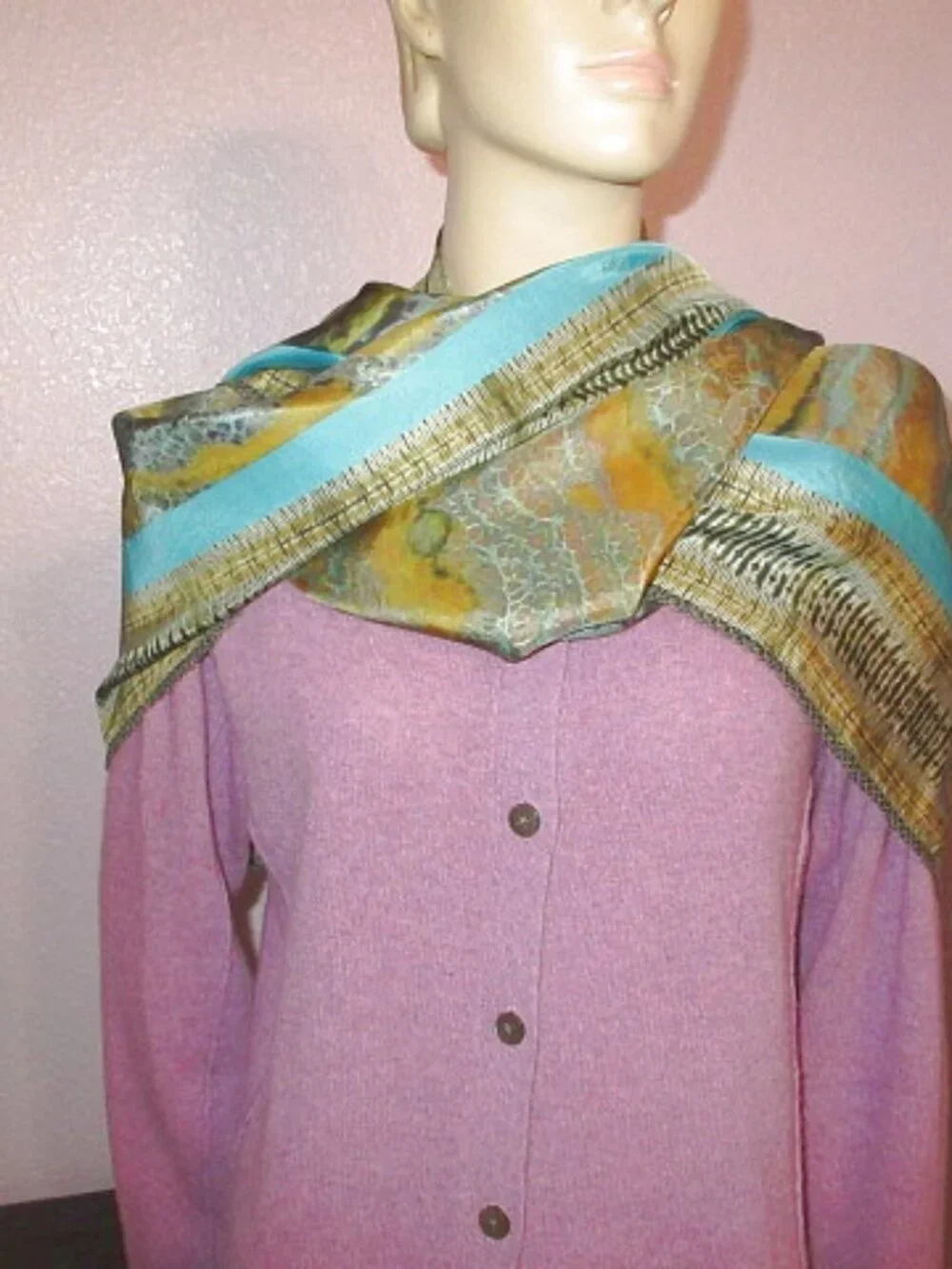 Blank London Silk Scarf Beaded Crochet Tassels Neck Wrap Shawl Boho Artsy NWT